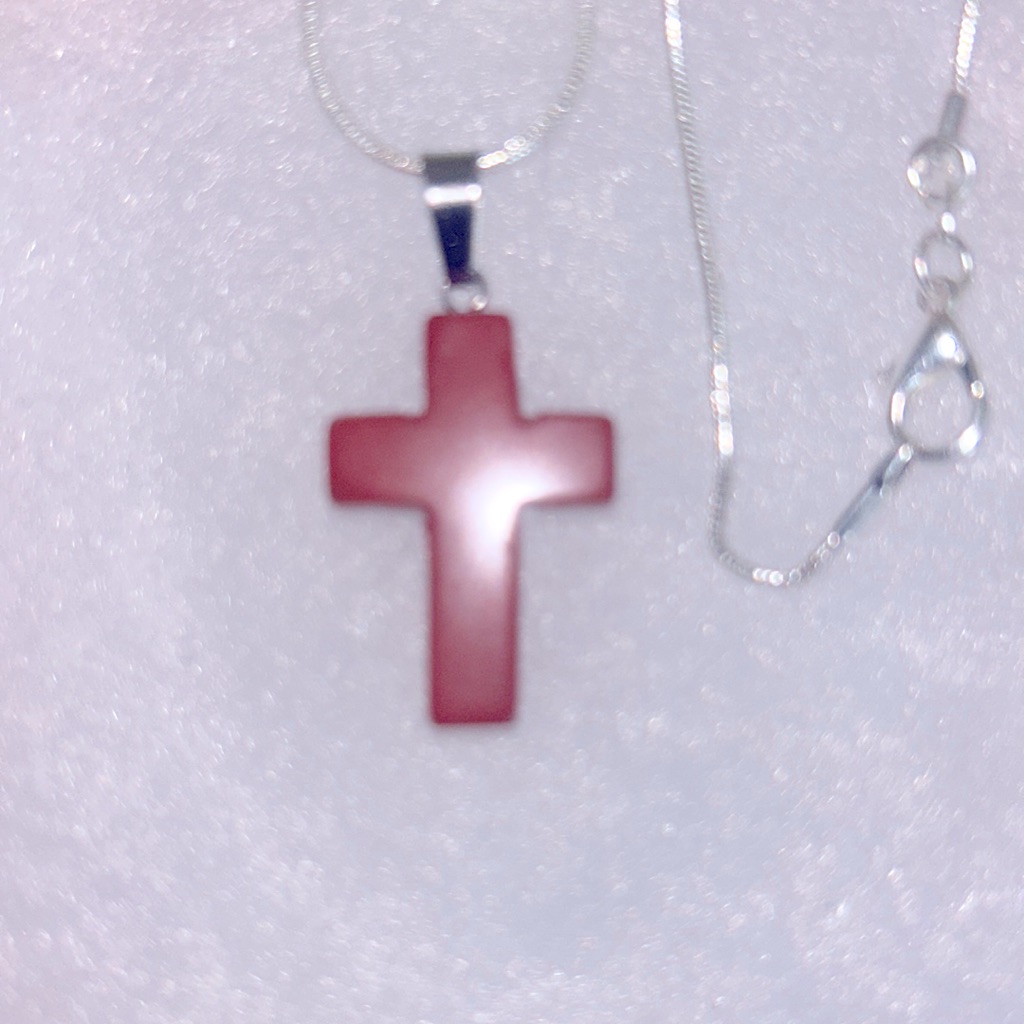 Boho Hippie Red Jasper Cross Natural Crystal Silver 24 Necklace 15$